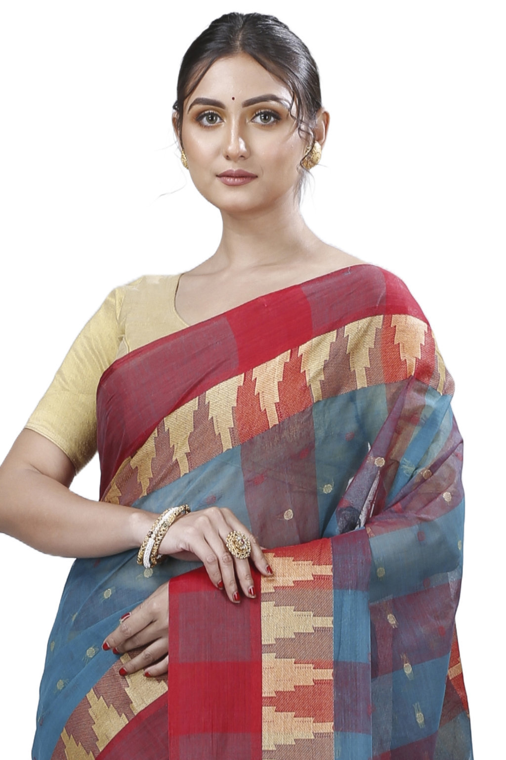 Bottel Green Pure Cotton Jamuna Tant Saree (1310)
